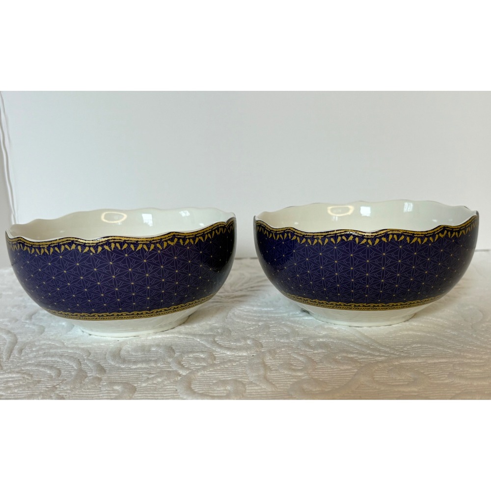 Robert Stanley Home Collection Set of 2 Blue Christmas 5 1/2 in Reindeer Bowls